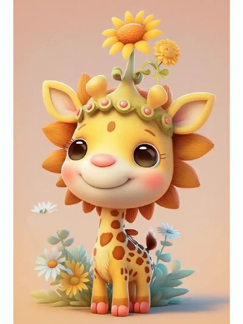 可爱呆萌长颈鹿,幸福的微笑