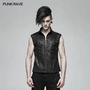 punk rave pr朋克状态男装 摇滚风重金属朋克无袖马甲乐队表演服