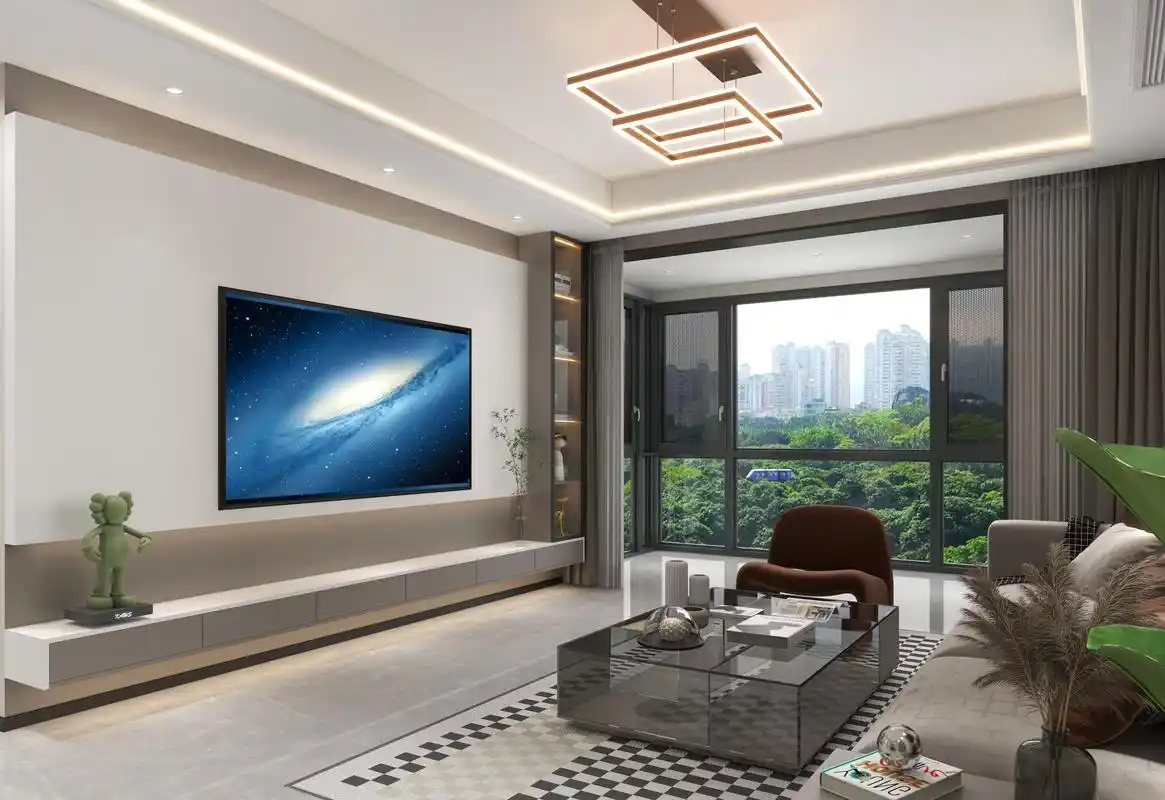 她家107平米,墙面乳胶漆,简约电视墙,温馨又耐看,赏心悦目