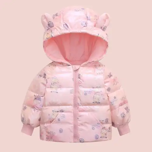 96史努比snoopy童装儿童羽绒服2021秋冬新款男女宝宝连帽轻薄白鸭绒