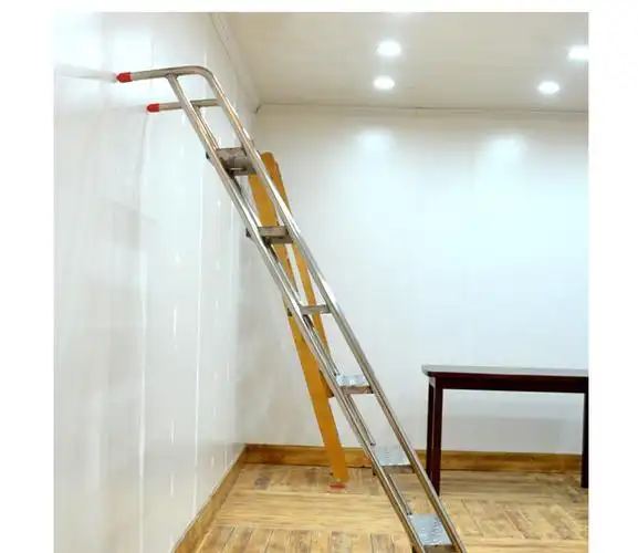 墨绩家用不锈钢登高梯户外直梯工业梯304 不锈钢踏步梯带扶手室外爬梯