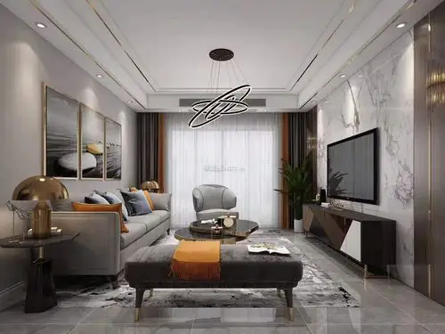 京溪小区现代轻奢风格126平米三居室装修案例