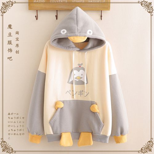 12-13-14-16岁大童女孩初中学生日系可爱连帽卫衣女秋冬加绒加厚