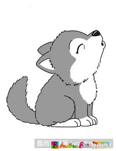 呆萌可爱小狼简笔画