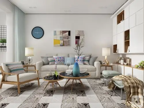 14.2万78㎡简约二房装修现代北欧风格客餐厅