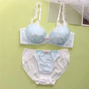 日系薄款内衣套装蕾丝边甜美可爱学生波点少女文胸有钢圈bcde秋冬