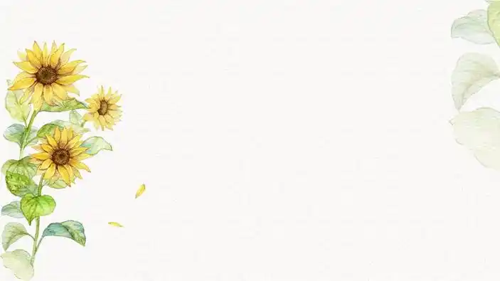 五张清新淡雅水彩向日葵ppt背景图片