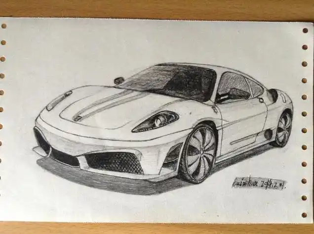 素描画 素描代画 纯手绘四开汽车画定制 汽车铅笔画定做汽车画像哪位