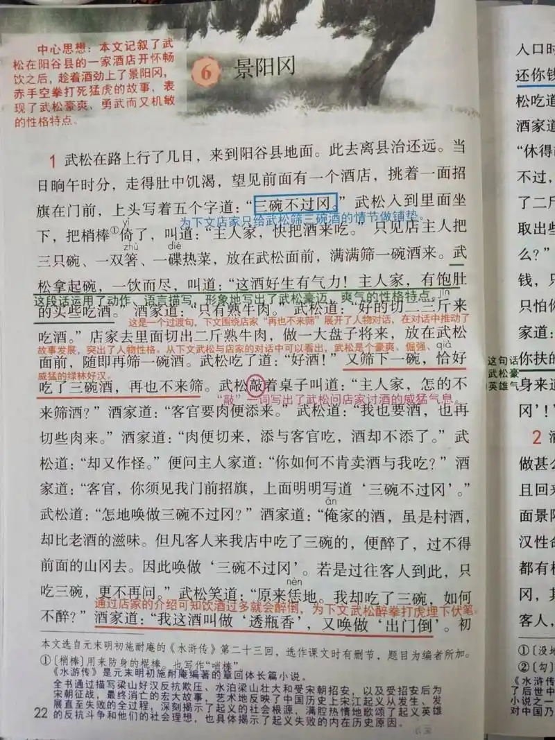 五年级下册 语文 第6课 景阳冈 笔记