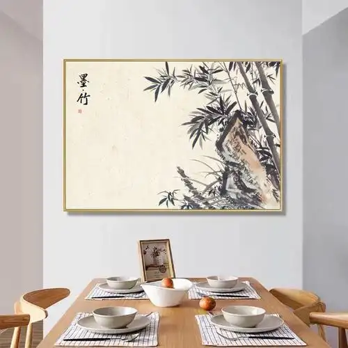 新中式禅意水墨装饰画沙发背景墙客厅餐厅茶室玄关走廊过道挂画#客厅