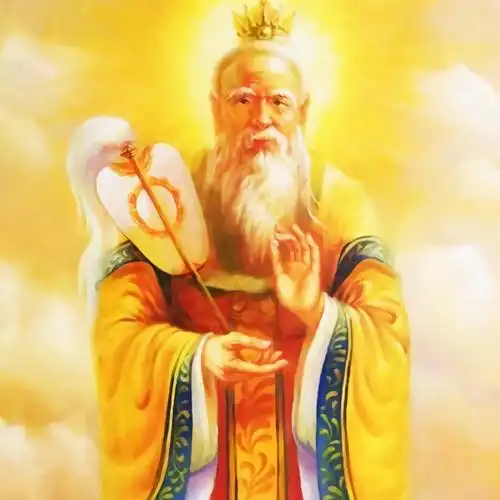 太上老君画像丝绸客厅道观装饰供奉老子紫气东来国画