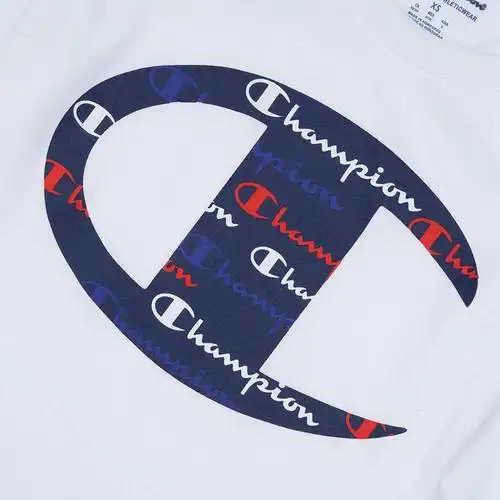 champion/冠军男士夏季胸前大clogo配底色印花圆领短袖t恤