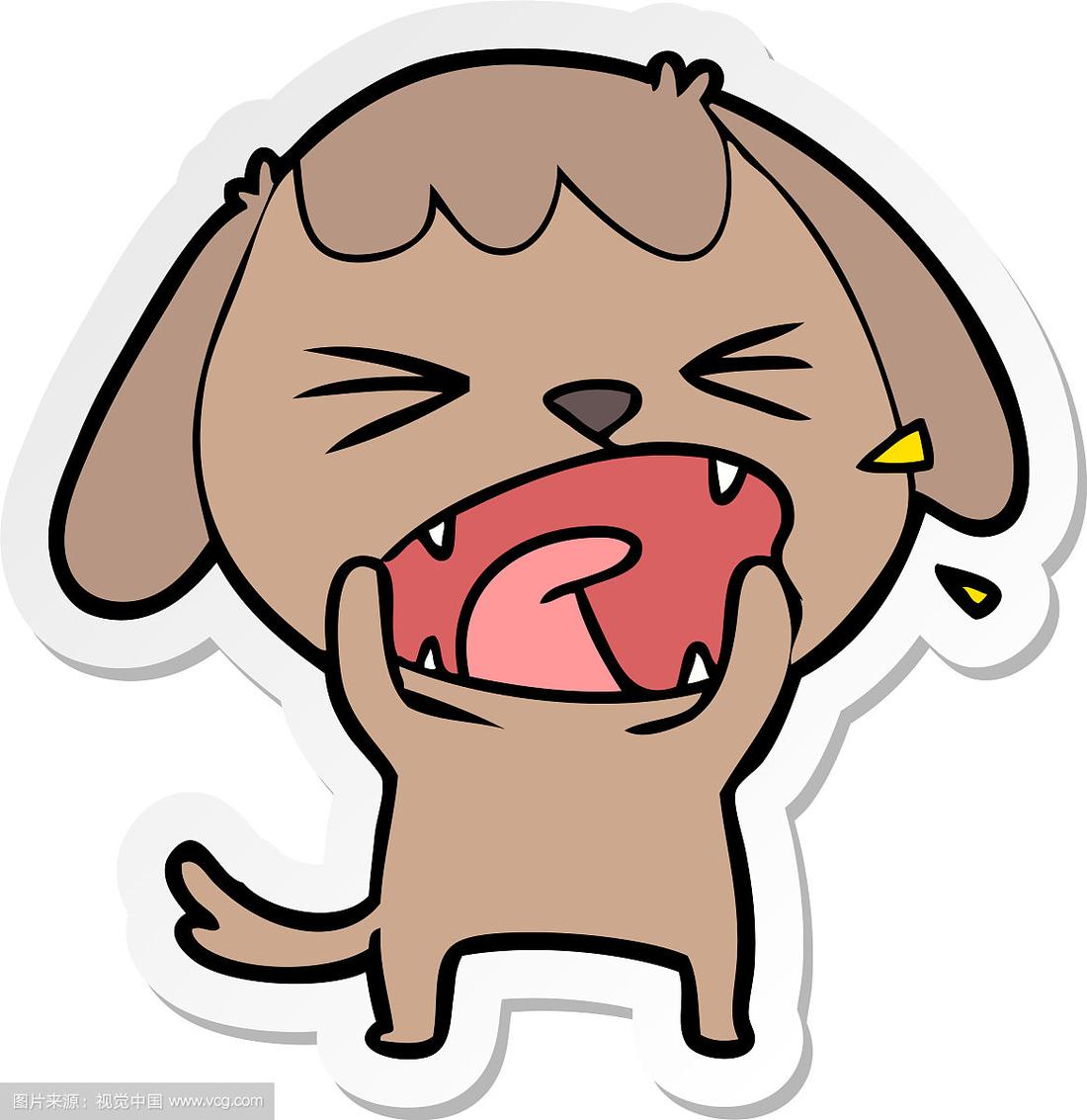 可爱的卡通狗叫的贴纸