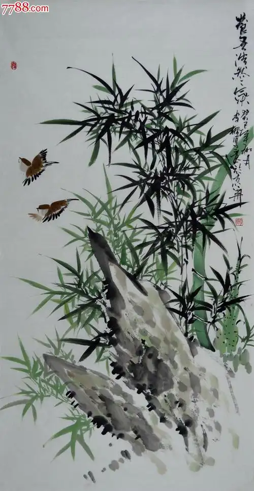 李枫四尺整张花鸟画竹子《竹韵图》