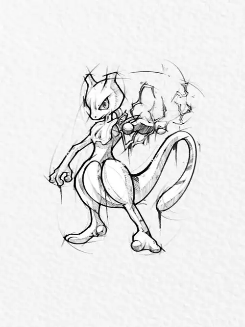 纹身素材手稿分享神奇宝贝超梦