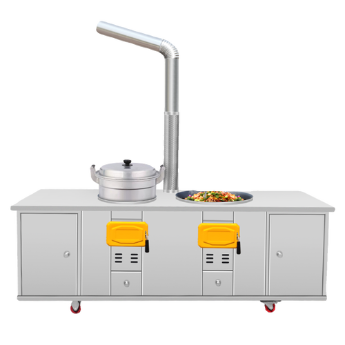 不锈钢柴火灶家用烧木柴双灶双锅大锅台农村多功能无烟移动土灶台