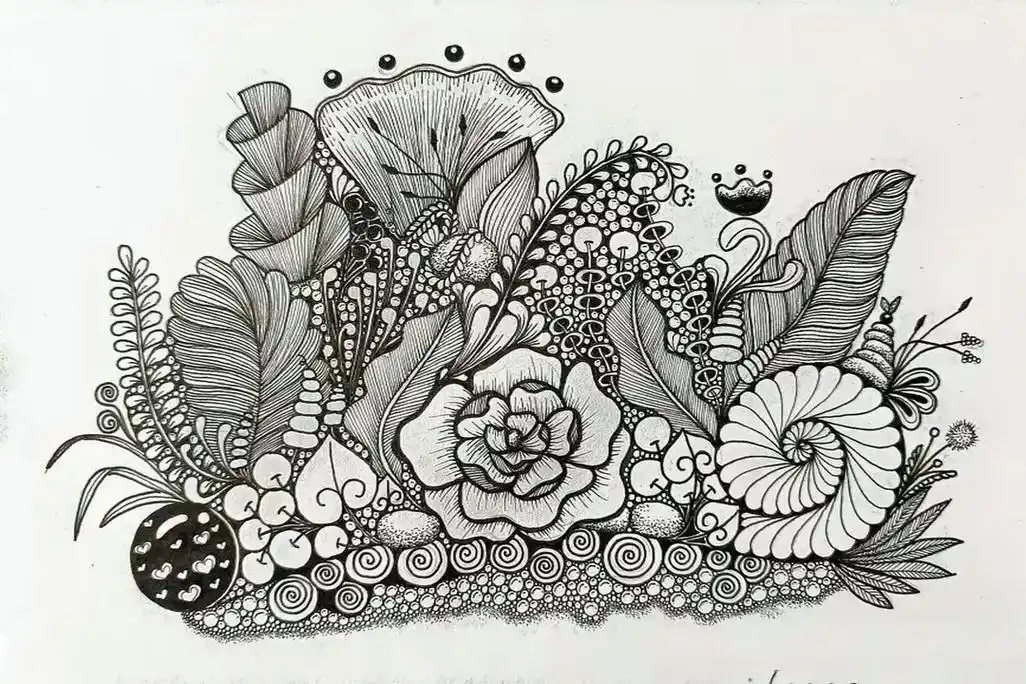 原创黑白线描画《枝繁叶茂》#画画 #手绘 #创意 #想画就画 - 抖音