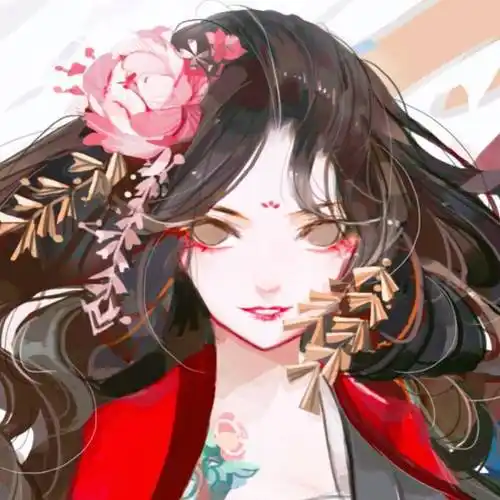 古风红衣女头像新妆宜面下朱楼深锁春光一院愁