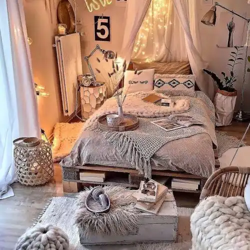 ins北欧风卧室,少女感十足俘获芳心 - 灵灵武设计效果图 - 躺平设计家