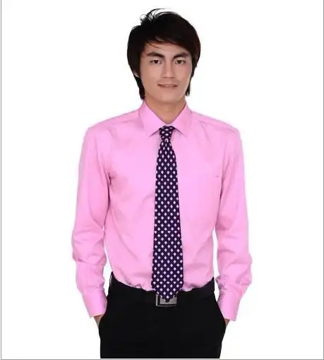 北京衬衫定做 北京全棉粉色八字袖长袖衬衫