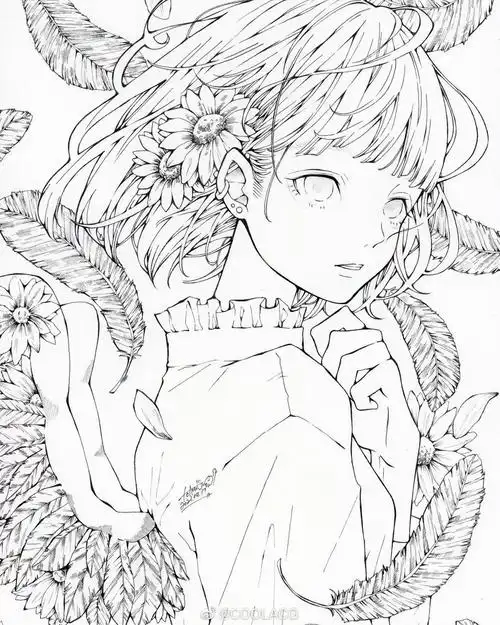 爱画画的咸鱼 的想法: 精致的二次元少女线稿 画师:toaru_ocha