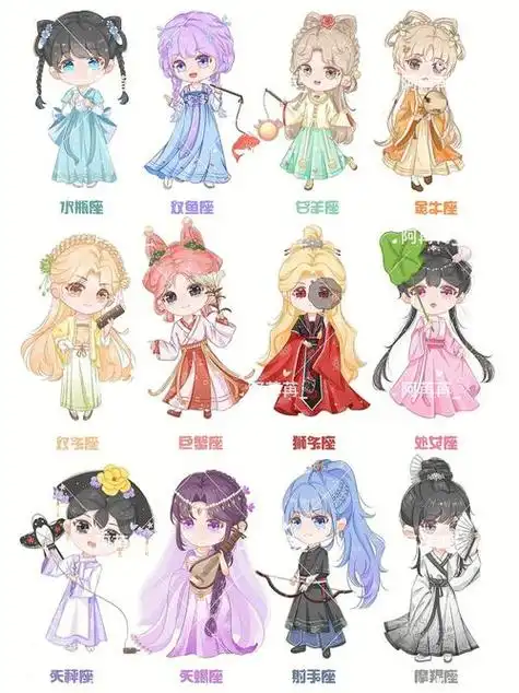 动漫十二星座古风形象女生 画12星座古风少女-万年历网