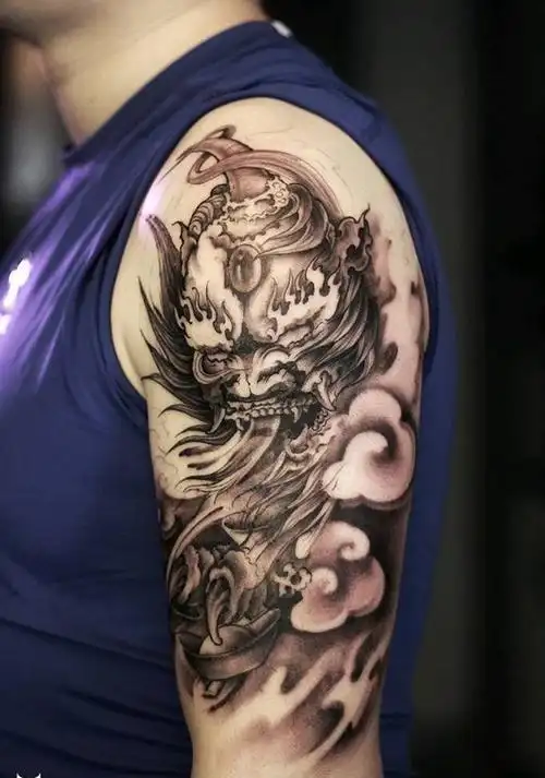 貔貅纹身图片_手臂新传统纹身图案