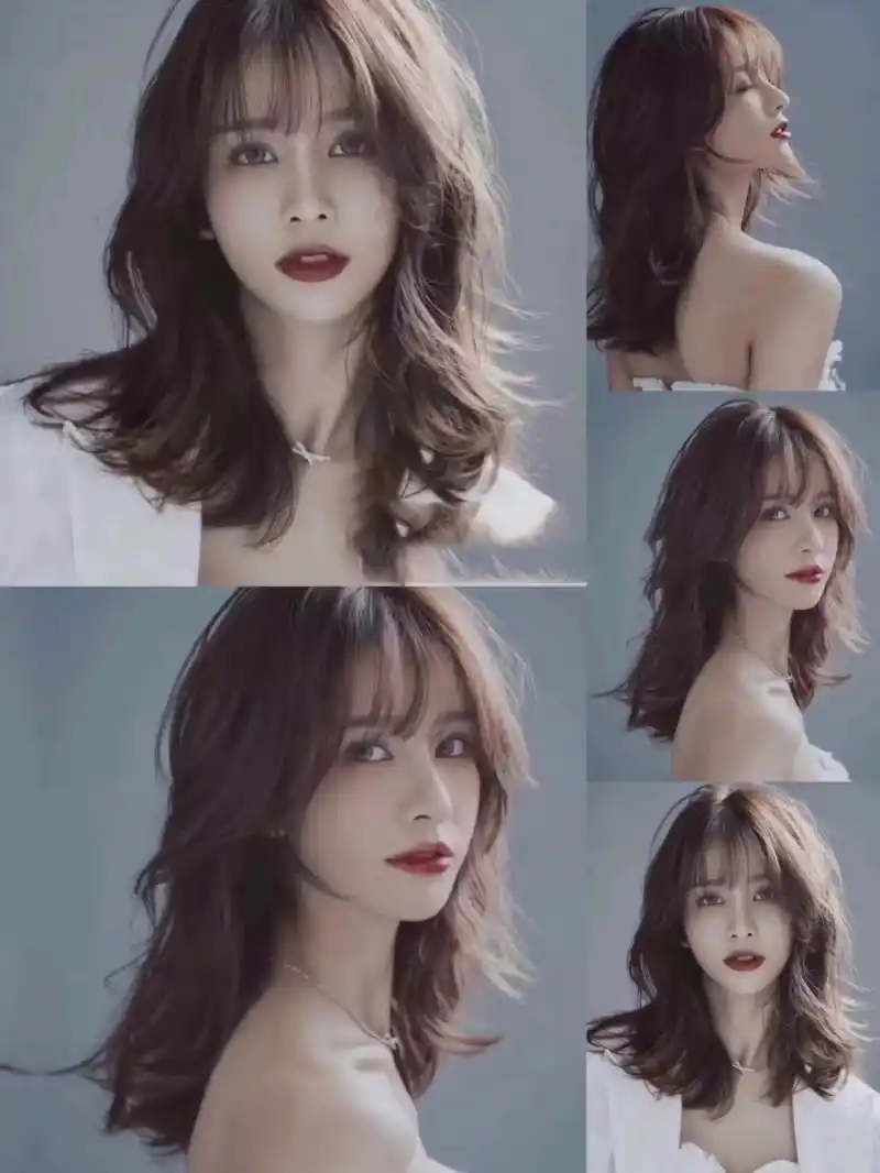 中长发烫发教科书99代表 女生可纯天然可欲中长锁骨发发型 发量