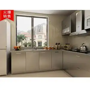 304不锈钢灶台柜橱柜一体成型整体厨房厨柜加厚台面拉篮定制武汉
