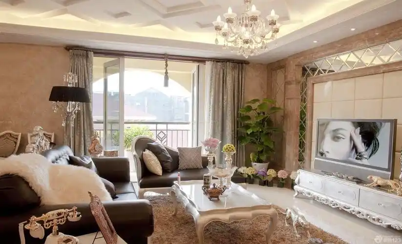 豪华欧式风格80平米客厅装修样板房