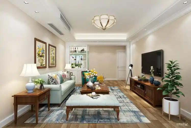 新华明珠-132平-美式简约风格装修效果图_得意家居装修图库_得意家居