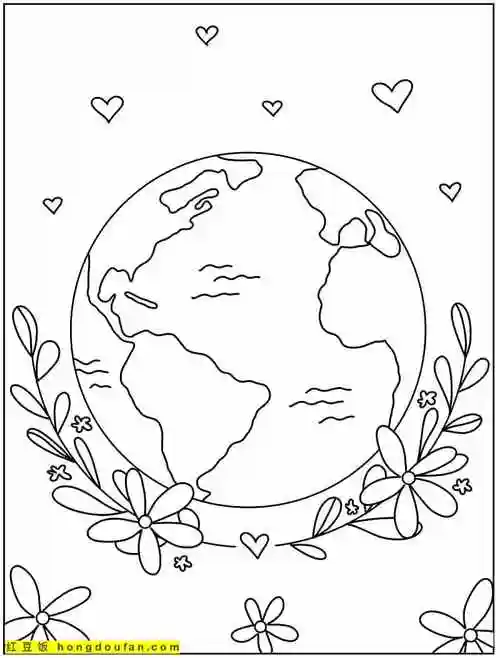 12张爱护地球幸福地球卡通涂色简笔画为地球填上绿色