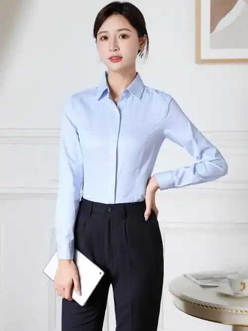 浦发银行行服职业装衬衫女工装西裤衬衣制服工作服 藏青色西.