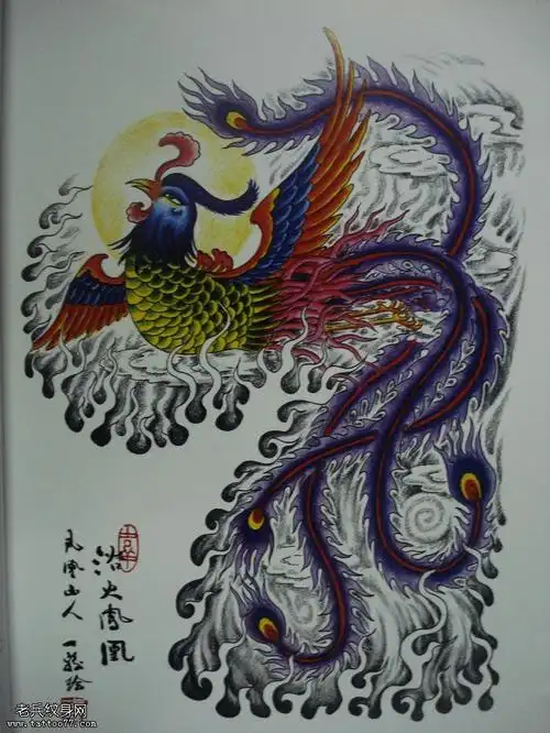 一款半胛凤凰纹身图案给大家欣赏