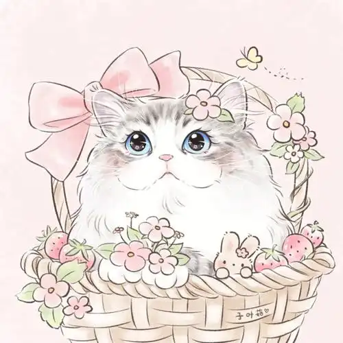 原创ipad手绘猫咪头像花园里的布偶猫