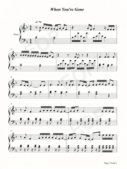 钢琴谱whenyouaregone