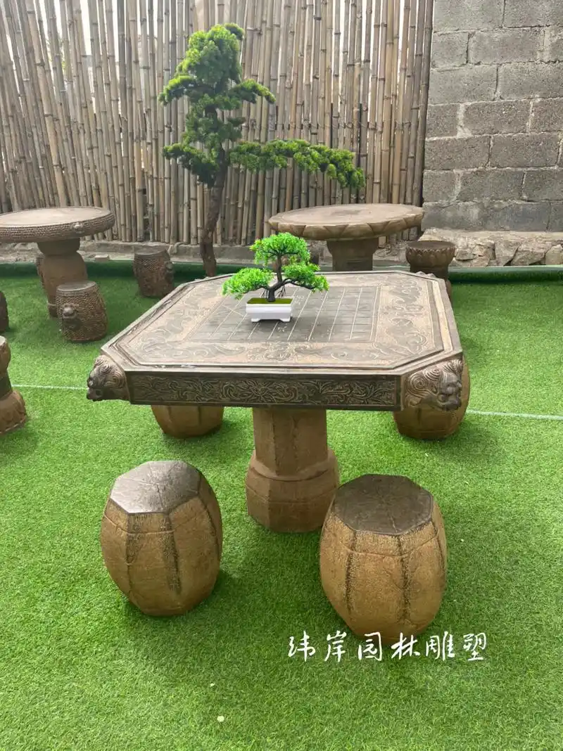 仿古石桌来一波#石桌石凳庭院装饰 #天然石材 #庭院摆件 @ - 抖音