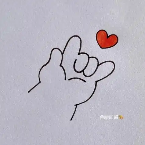 卡通比心手势简笔画教程,比心的卡通