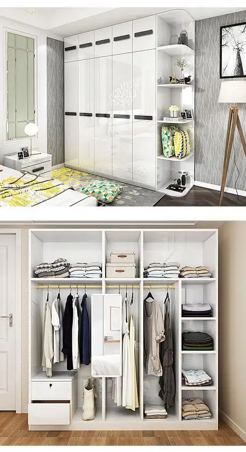 旺翻天2021新款现代简约木质板式烤漆衣柜六门五门四门经济型大衣储物