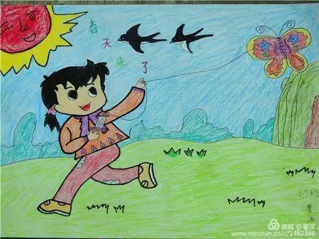 的春天—黄山幼儿园"停课不停学"专题活动 写美篇3,涂色注意整个画面