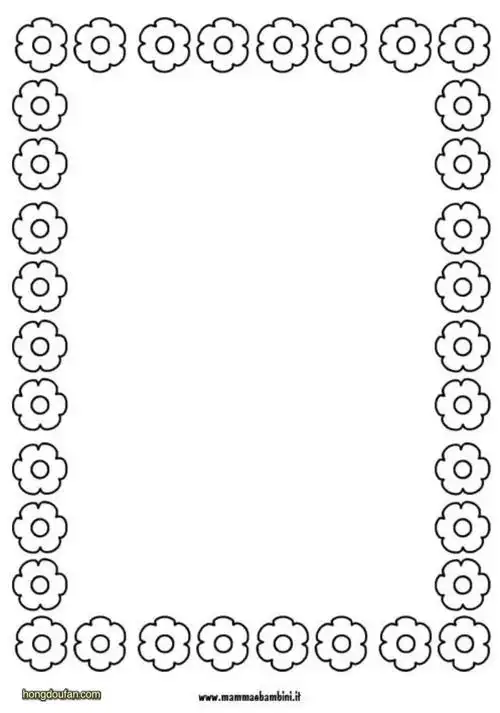 小花朵边框的填色空白纸张a4图片打印下载-红豆饭小学生简笔画大全