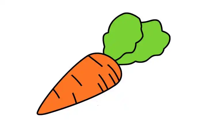 胡萝卜简笔画的画法及上色教程