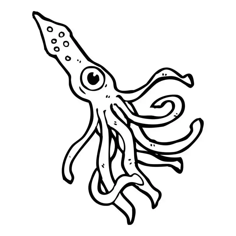 卡通巨型鱿鱼,矢量, 卡通白色背景上的巨型鱿鱼