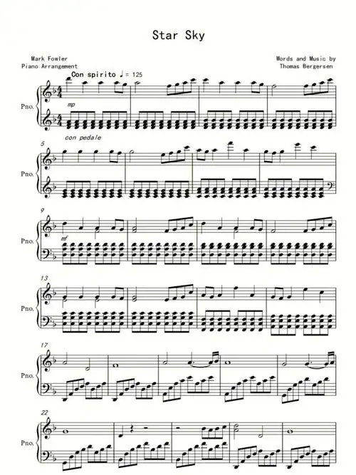 超高燃starsky钢琴谱