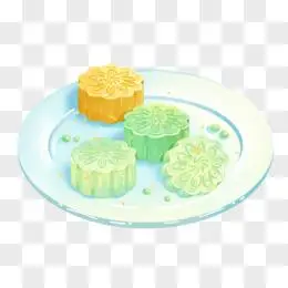 绿豆糕png手绘插画风传统小吃绿豆糕元素pngpsd手绘绿豆糕小吃糕点