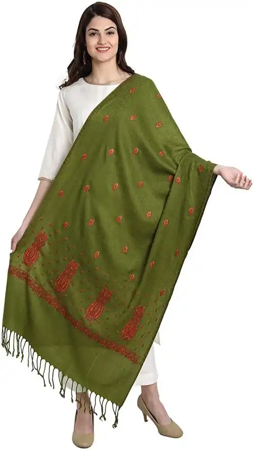 kashmiri 刺绣印度纸浆羊绒披肩披肩披肩围巾 女式