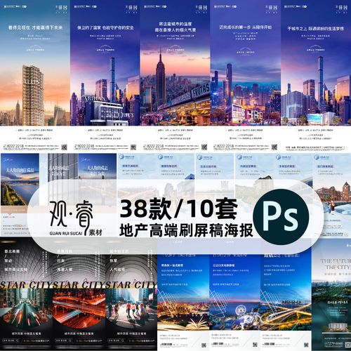 高端大气房地产商务商业刷屏稿系列广告海报h5朋友圈素材模板ps