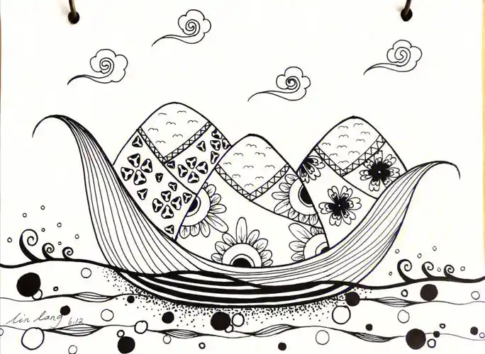 原创合集黑白线描装饰画创意插画简笔手帐