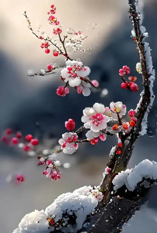 农经社 的想法: 梅花诗 | 梅花爱雪雪不知; br>67开在雪中做情痴.