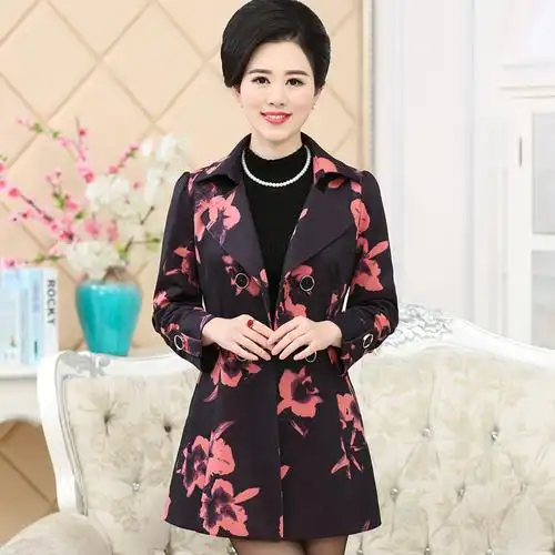 中老年女装风衣40-50-60岁妈妈装秋装上衣中年妇女外套春秋中长款
